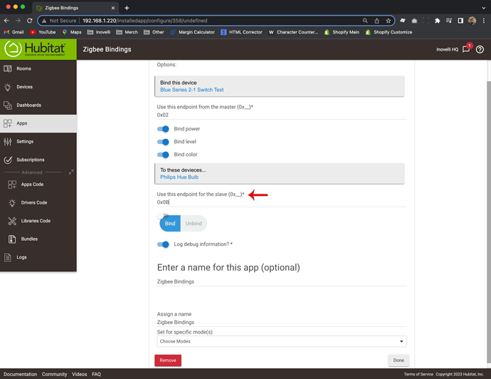 Zigbee Bindings - Hubitat - Switch to Bulb - Step 9